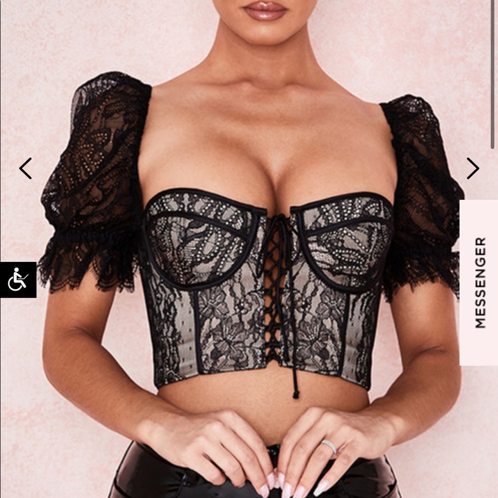 House of CB lace corset top short sleeve